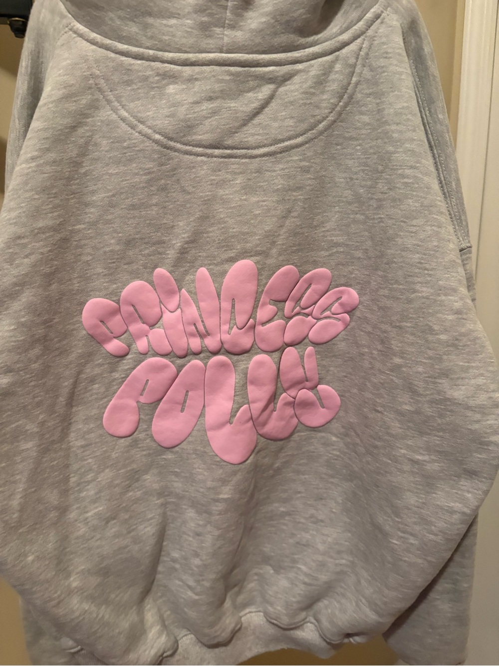 Princess Polly Gray Hoodie with Pink Logo - Picture 2 of 2